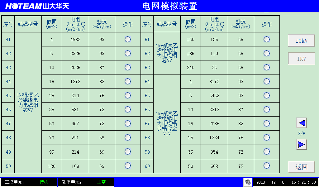 華天電網模擬器內置電纜庫